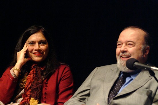 Filmmaker, Mira Nair and Director, Sir Peter Hall enjoy the discussion of the evening.